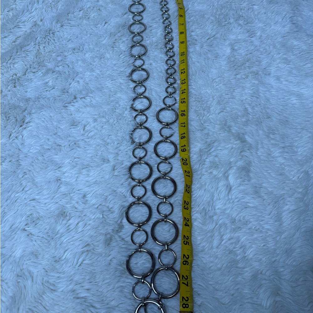 Vintage 90's Y2K Heavy Chunky Chain Waist Belt Silver O-ring Circle Link Adjusta - Picture 6 of 11